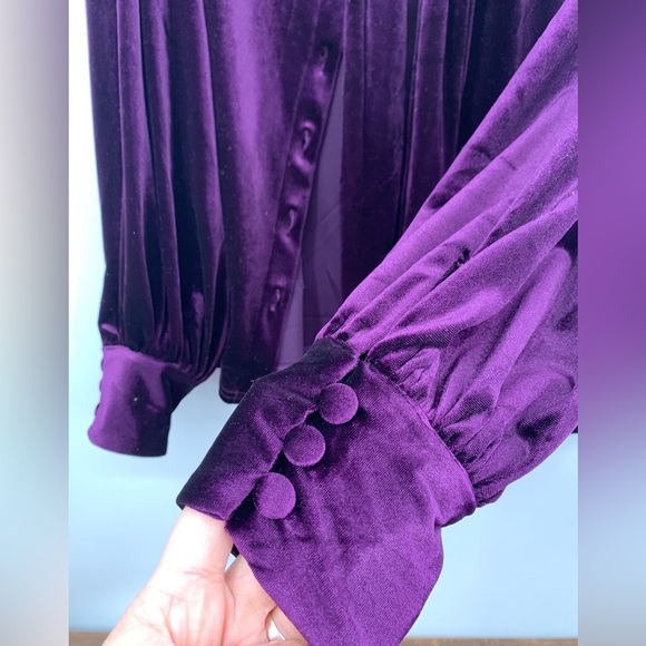 Unique Vintage Gwen Blouse Dark Purple Velvet Size XL NWT - Picture 12 of 13